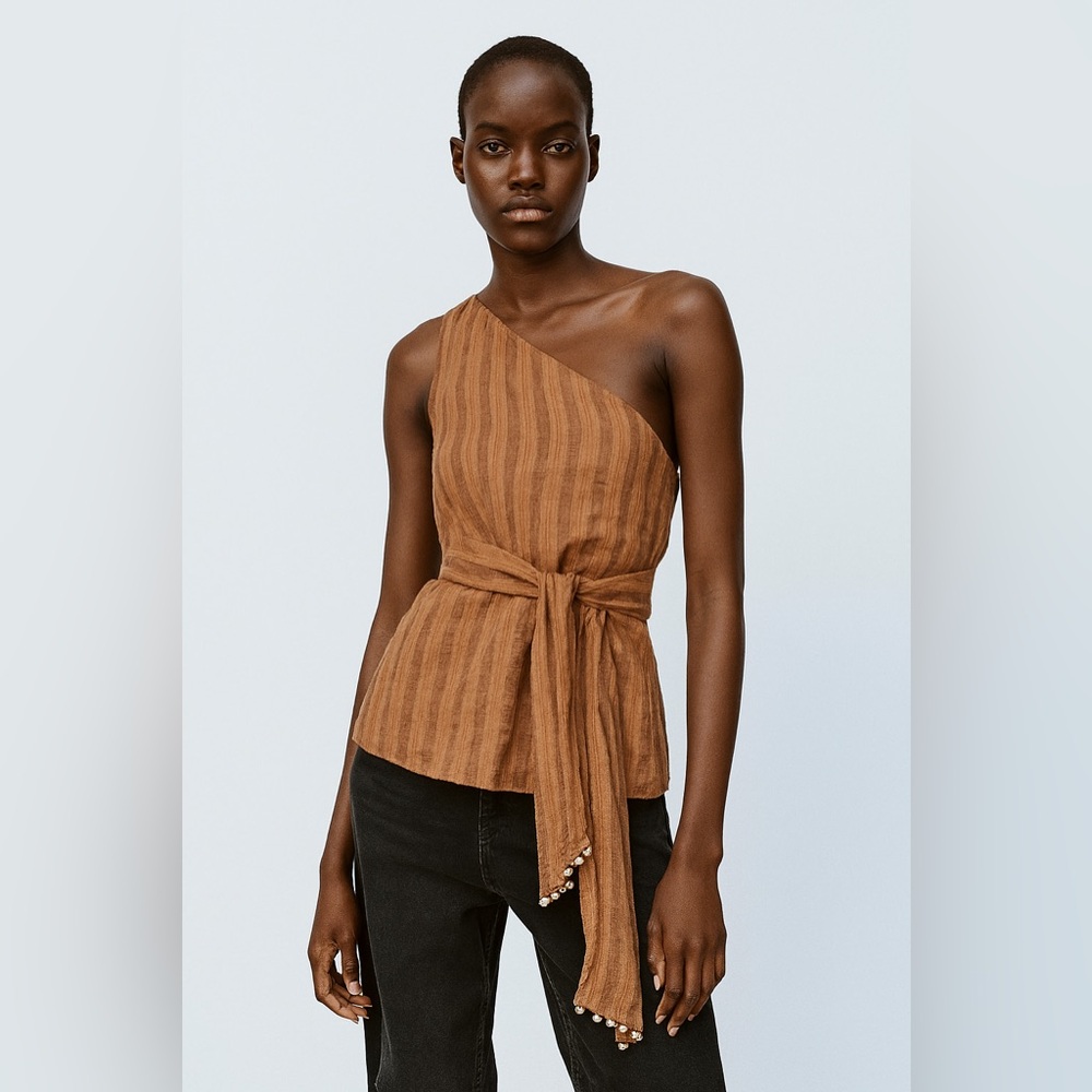 NWT Zara One-Shoulder Wrap Top – Size XS